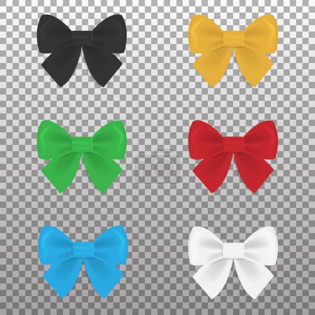 Illustration for Satin colorful bows set isolated on background. Vector illustration. Eps 10 - Royalty Free Image