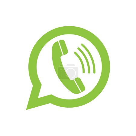 Ilustración de Phone handset in speech bubble. Messenger icon isolated on background. Vector illustration. Eps 10. - Imagen libre de derechos