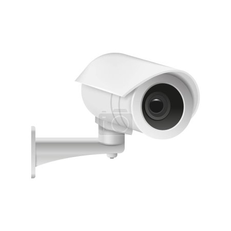 Téléchargez les illustrations : Realistic modern CCTV camera isolated on white background. Vector illustration. Eps 10. - en licence libre de droit
