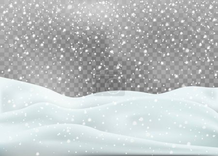 Téléchargez les illustrations : Snowy landscape isolated on white background. Vector illustration. Eps 10. - en licence libre de droit