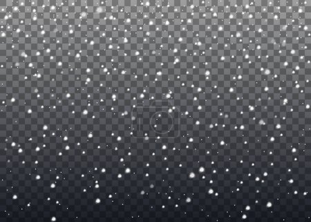 Copos de nieve cayendo realistas. Aislado sobre fondo transparente. Ilustración vectorial, eps 10
