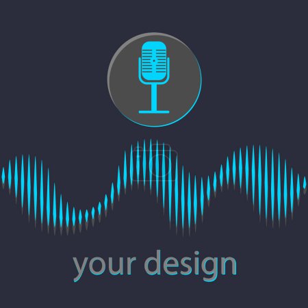 Illustration for Voice recognition concept. Microphone button with bright voice and sound lines. Vector illustration. Eps 10. - Royalty Free Image
