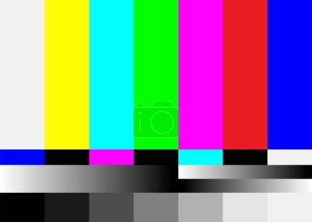 Pas de signal TV Test Pattern Vector. Télévision Barres de couleur Signal. Introduction et fin de la programmation télévisée. Illustration des barres de couleurs SMPTE
.