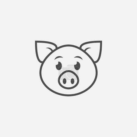 Téléchargez les illustrations : Pig face icon isolated on white background. Vector illustration. Eps 10. - en licence libre de droit