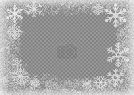 Marco de nieve. Ventana congelada. Ventana de hielo de vidrio congelado. Ilustración vectorial. Eps 10.