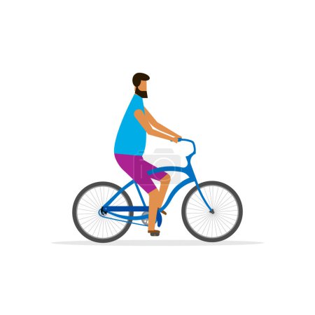 Illustration for Man riding a bike isolated on white background. Vector illustration. Eps 10. - Royalty Free Image
