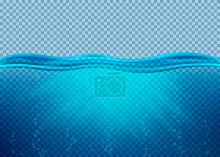 Ilustración de Transparent underwater blue ocean background. Vector illustration. Eps 10. - Imagen libre de derechos