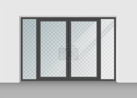 Téléchargez les illustrations : Door with transparent glass isolated on background. Vector illustration. Eps 10. - en licence libre de droit