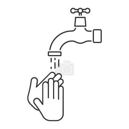 Illustration for Washing hands under falling water from water tap. Vector illustration. Eps 10. - Royalty Free Image