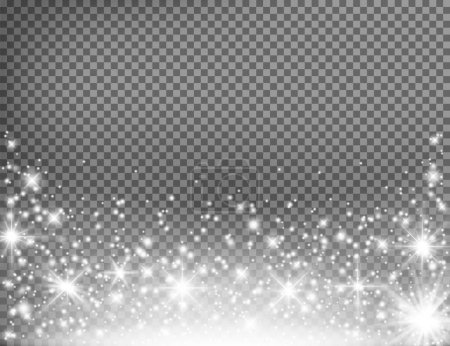 The dust sparks and stars shine with special light isolated on transparent background. Vector illustration. Eps 10.