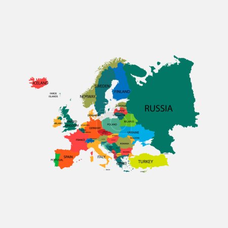 Téléchargez les illustrations : Europe map isolated on white background. Vector illustration. Eps 10. - en licence libre de droit