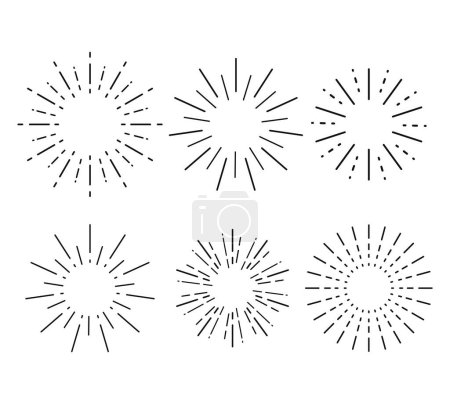 Ilustración de Sunburst set. Collection sunburst, star, firework explosion. Vector illustration Eps 10 - Imagen libre de derechos