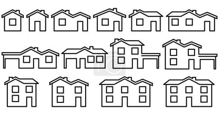 House icon. Set of black houses symbols. Vector illustration. Eps 10.