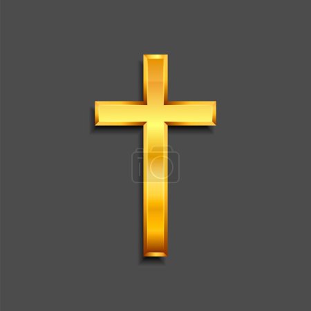 Illustration for Golden Christian cross. Realistic cross isolated on background. Vector illustration. Eps 10. - Royalty Free Image