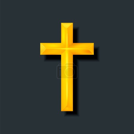 Illustration for Golden Christian cross. Realistic cross isolated on background. Vector illustration. Eps 10. - Royalty Free Image