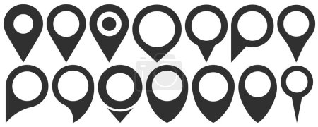 Ilustración de Set of Map pointer. Location symbols. Web location point icon, pointer arrow mark. Vector illustration. Eps 10. - Imagen libre de derechos