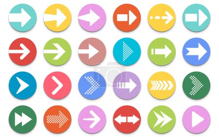 Illustration for Arrow button icon set. Arrow icons on circle button. Vector illustration. Eps 10. - Royalty Free Image