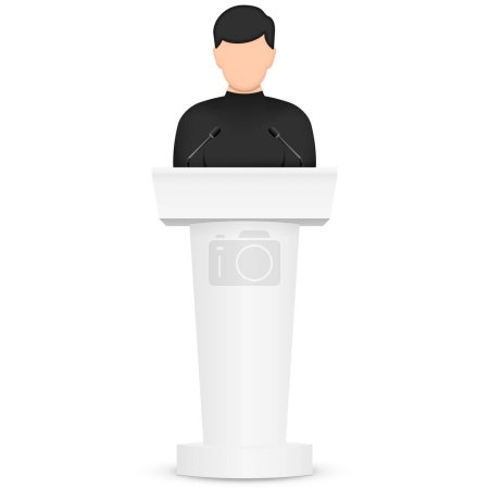 Illustration for Speaker icon. Orator speaking from tribune. Vector illustration. Eps 10. - Royalty Free Image
