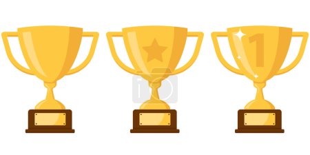Trophy cup. Champion trophy. Shiny golden cup. Sport award. Winner prize. Vector illustration. Eps 10.