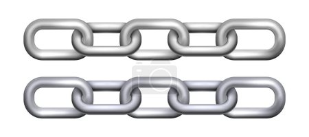 Realistic metal chain with silver links. Vector illustration. Eps 10.
