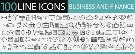 Ilustración de Business and finance web icon set. Outline icon collection. Vector illustration. Eps 10. - Imagen libre de derechos
