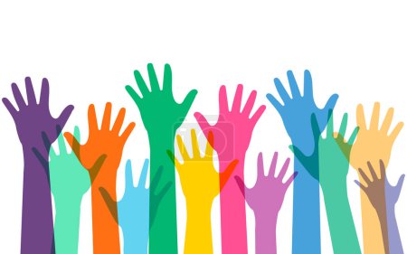 Photo for Colorful Hands Raised Up. Vector illustration. Eps 10. - Royalty Free Image