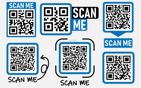 Ilustración de QR code scan for smartphone. Qr code frame. Template scan me Qr code for smartphone. Vector illustration. Eps 10. - Imagen libre de derechos