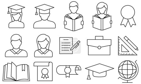 Illustration for Education Thin Line Icons. Students line icons set. Vector illustration. Eps 10. - Royalty Free Image