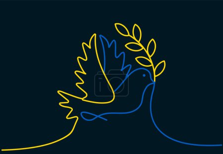 Flag of Ukraine in the form of a dove of peace. The concept of peace in Ukraine. Support Ukraine. No war sign. Vector illustration. Eps 10.