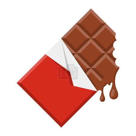 Ilustración de Chocolate bar icon. Chocolate bar bitten with pieces. Vector illustration. Eps 10. - Imagen libre de derechos