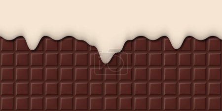 Téléchargez les illustrations : Crème fondue sur fond de barre de chocolat. Illustration vectorielle. Eps 10. - en licence libre de droit