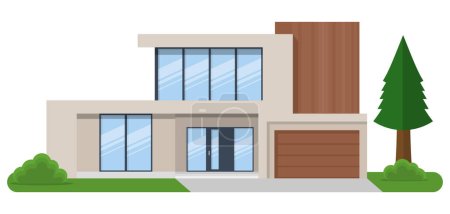 Illustration for Exterior of the residential house, front view. Vector illustration. Eps 10. - Royalty Free Image