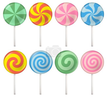 Illustration for Set of colorful lollipop sweet candies. Vector illustration. Eps 10. - Royalty Free Image