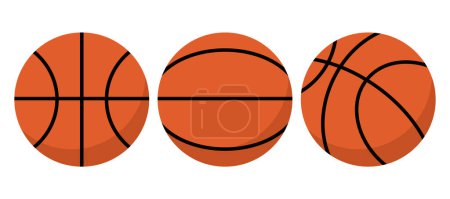Ensemble d'icônes plates de ballon de basket. Illustration vectorielle. Eps 10.