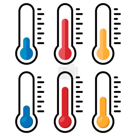 Temperatur-Symbol-Set vorhanden. Das Thermometer zeigt die Temperatur an. Thermometer-Symbol. Vektorillustration. Eps 10.