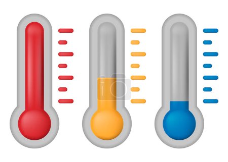Téléchargez les illustrations : Ensemble de symboles de température. Thermomètre indiquant la température. Icône du thermomètre. Illustration vectorielle. Eps 10. - en licence libre de droit