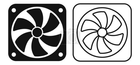 Exhaust fan. Fan, cooler for the computer. Vector illustration. Eps 10.