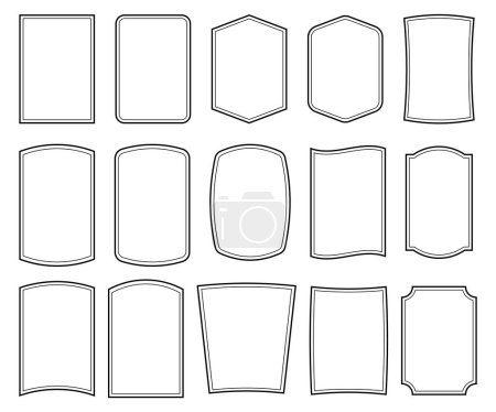 Illustration for Set of simple line frames with double stroke. Vector illustration. Eps 10. - Royalty Free Image