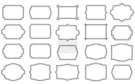 Illustration for Set of simple line frames with double stroke. Vector illustration. Eps 10. - Royalty Free Image