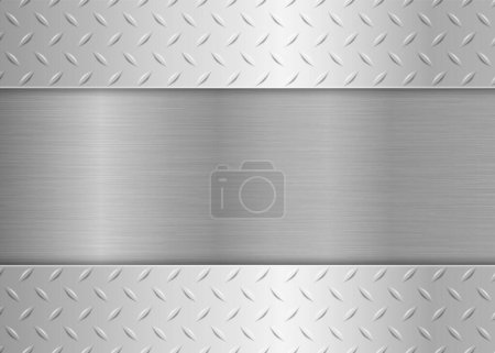 Silver black industrial background. Stainless steel texture metallic. Diamond pattern metal sheet. Vector illustration. Eps 10.