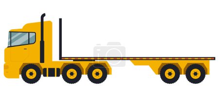 Téléchargez les illustrations : Remorque à plat camion tracteur icône. Illustration vectorielle. Eps 10. - en licence libre de droit