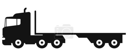 Téléchargez les illustrations : Remorque à plat camion tracteur icône. Illustration vectorielle. Eps 10. - en licence libre de droit