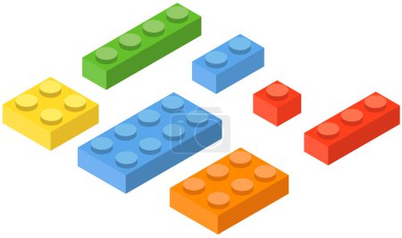 Set of blocks building toy colored brick. Toy bricks. 3d design. Vector illustration. Eps 10.