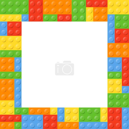 Pattern blocks toy background. Toy bricks. Plastic construction blocks. Vector illustration. Eps 10.