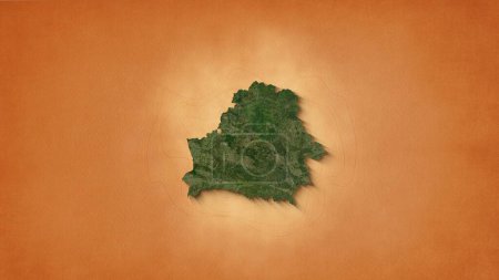 A realistic map Republic of Belarus. Brown vintage background