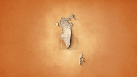 A realistic map Kingdom of Bahrain. Brown vintage background