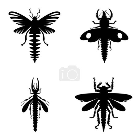 Téléchargez les illustrations : Collection d'insectes. Insectes anciens, Période jurassique - en licence libre de droit