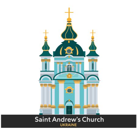 St Andrew's Church in Kyiv, Ukraine. Vector illustration