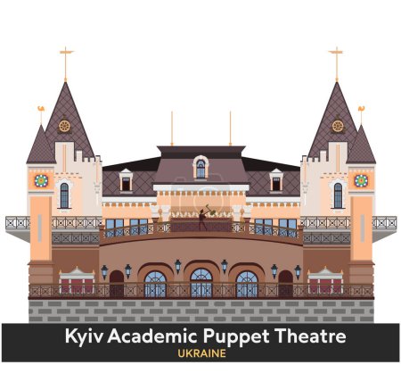 Kyiv Academic Puppet Theatre. Vector illustration
