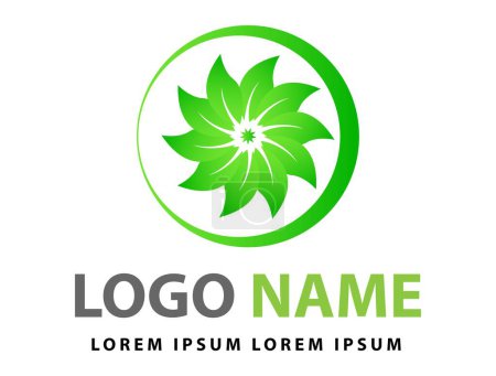 Téléchargez les illustrations : Web vert feuille cercle logo, logo de la nature - en licence libre de droit